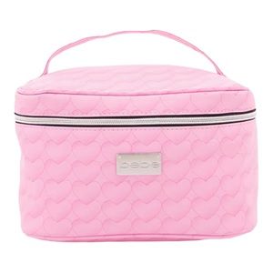 Bebe Pink Hearts LG Cosmetic Case Makeup Kit Silver Logo